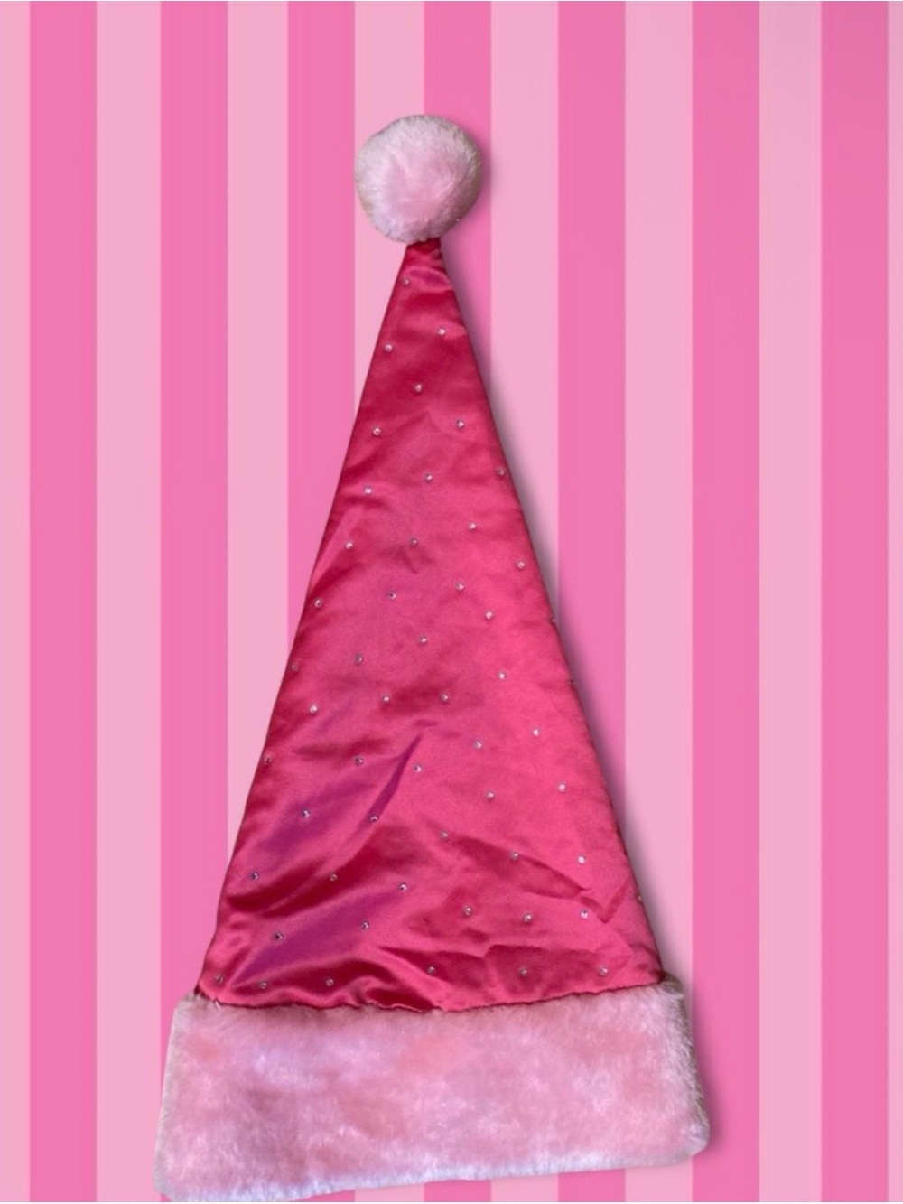 Victoria's Secret Pink Hot Bling Christmas Santa Hat with Faux Fur